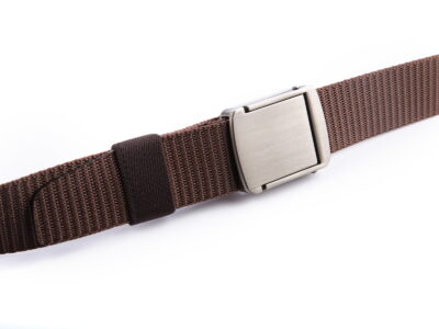 Wojskowy pasek do spodni męski z mocną metalową klamrą zaciskową brązowy PHANTOM - obrazek 3
