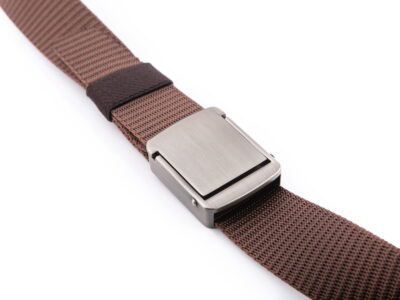 Wojskowy pasek do spodni męski z mocną metalową klamrą zaciskową brązowy PHANTOM - obrazek 2