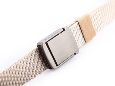Wojskowy pasek do spodni męski z mocną metalową klamrą zaciskową beżowy PHANTOM - obrazek 4