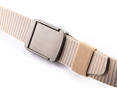 Wojskowy pasek do spodni męski z mocną metalową klamrą zaciskową beżowy PHANTOM - obrazek 5