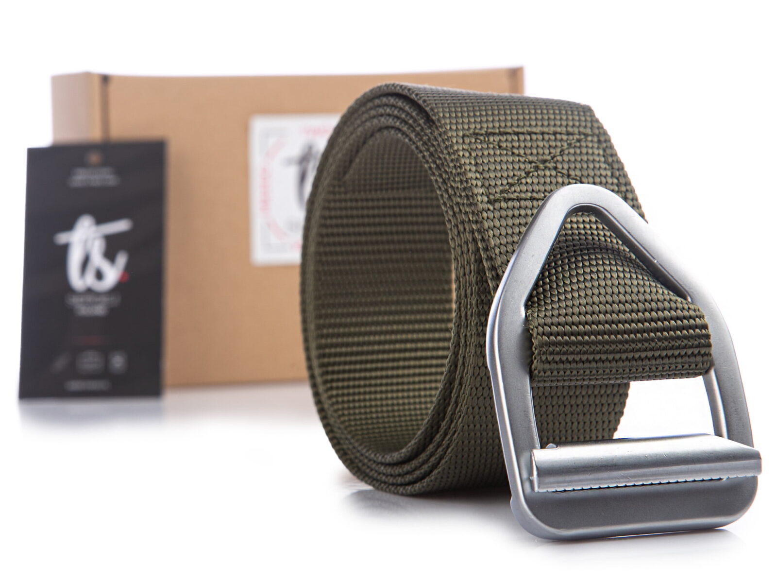 Zielony mocny szeroki pas taktycnzy do spodni z klamrą zaciskową trójkątną SERGEJ BERMUDA