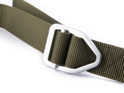 Taktyczny pas męski do spodni z metalową trójkątną klamrą zaciskową zielony BERMUDA - obrazek 3