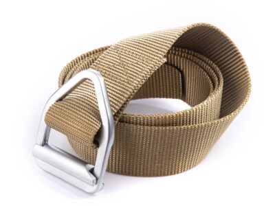 Taktyczny pas męski do spodni z metalową trójkątną klamrą zaciskową beżowy BERMUDA - obrazek 5