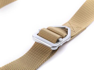 Taktyczny pas męski do spodni z metalową trójkątną klamrą zaciskową beżowy BERMUDA - obrazek 6