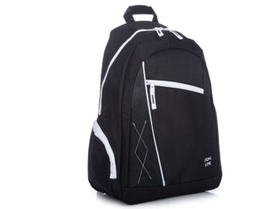 Plecak szkolny młodzieżowy 1-komorowy czarny z białymi wstawkami - obrazek 2