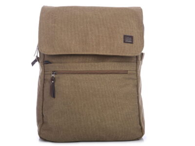 Płócienny plecak w kolorze khaki w stylu retro z klapą A4 Semi Line - obrazek 3