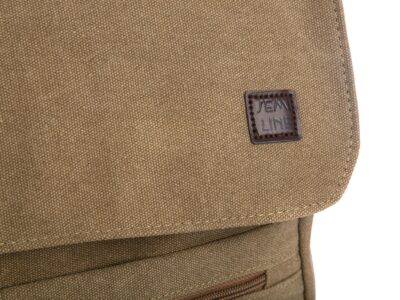 Płócienny plecak w kolorze khaki w stylu retro z klapą A4 Semi Line - obrazek 7