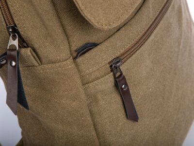 Płócienny plecak w kolorze khaki w stylu retro z klapą A4 Semi Line - obrazek 8