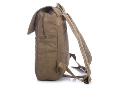 Płócienny plecak w kolorze khaki w stylu retro z klapą A4 Semi Line - obrazek 5