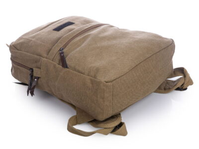 Płócienny plecak w kolorze khaki w stylu retro z klapą A4 Semi Line - obrazek 11