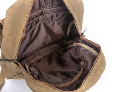 Płócienny plecak w kolorze khaki w stylu retro z klapą A4 Semi Line - obrazek 12