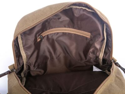 Płócienny plecak w kolorze khaki w stylu retro z klapą A4 Semi Line - obrazek 13