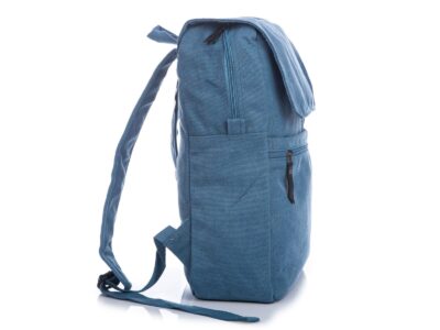 Płócienny plecak w kolorze niebieskim w stylu retro z klapą A4 Semi Line - obrazek 5
