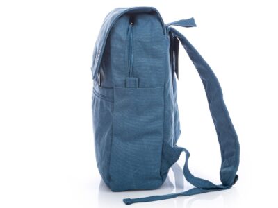 Płócienny plecak w kolorze niebieskim w stylu retro z klapą A4 Semi Line - obrazek 4