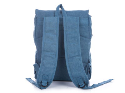 Płócienny plecak w kolorze niebieskim w stylu retro z klapą A4 Semi Line - obrazek 3