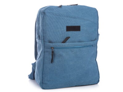 Płócienny plecak w kolorze niebieskim w stylu retro z klapą A4 Semi Line - obrazek 6