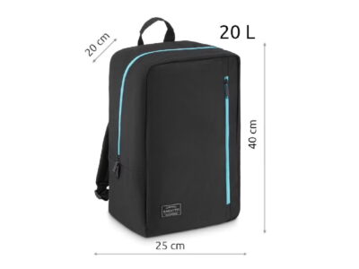 Plecak podróżny 40x25x20 cm podręczny do samolotu ZAGATTO czarny - obrazek 3