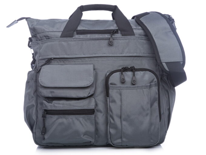 Torba męska do pracy szara z dużą liczbą kieszonek