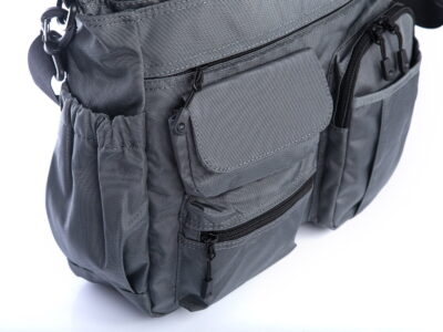 Torba męska do pracy pojemna z dużą ilością kieszonek, szara - obrazek 6