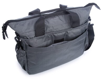 Torba męska do pracy pojemna z dużą ilością kieszonek, szara - obrazek 3