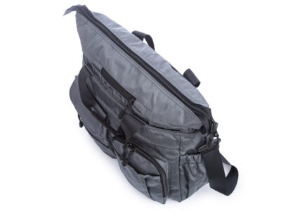 Torba męska do pracy pojemna z dużą ilością kieszonek, szara - obrazek 4