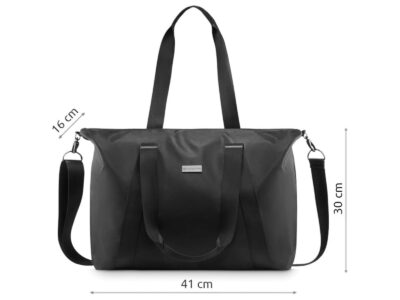 Duża czarna torba damska shopperka materiałowa ZAGATTO - obrazek 2