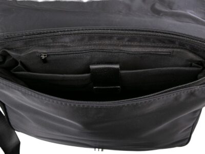 Elegancka torba męska na ramię czarna pozioma z klapką Bellugio - obrazek 10