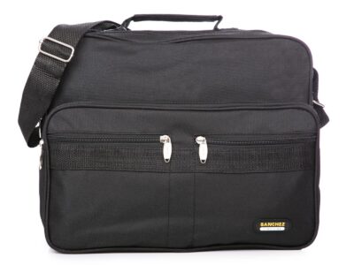 Sanchez Casual - Pojemna czarna torba męska na ramię nylonowa A4 - obrazek 2