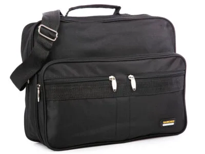 Sanchez Casual - Pojemna czarna torba męska na ramię nylonowa A4