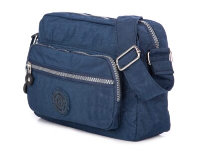 Lekka materiałowa torebka na ramię granatowa Bag Street z kreszu - obrazek 3