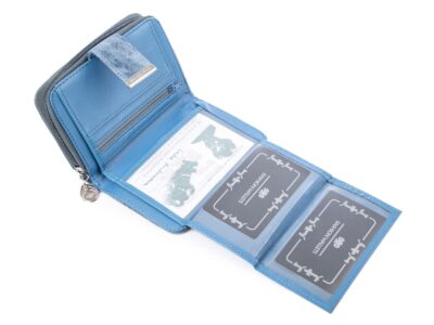 Średni błękitny portfel damski ze skóry ekologicznej Jennifer Jones - obrazek 6