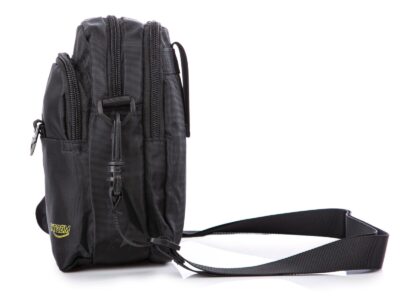 Saszetka męska na co dzień z paskiem na ramię i mocowaniem do paska czarna - obrazek 3