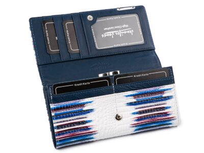 Portfel damski lakierowany z kieszenią zapinaną na bigiel wewnątrz RFID biały - obrazek 6