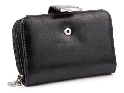 Średni czarny portfel damski ze skóry ekologicznej Jennifer Jones - obrazek 3