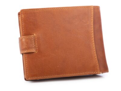 Portfel męski skórzany brązowy zapinany na paseczek z zatrzaskiem RFID - obrazek 2