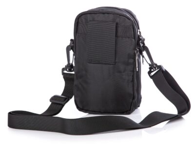 Saszetka męska na co dzień z paskiem na ramię i mocowaniem do paska czarna - obrazek 2