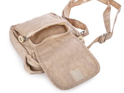 Jasnobeżowa turystyczna torebka na ramię lekka z kreszu Bag Street - obrazek 7