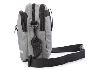 Saszetka męska na co dzień z paskiem na ramię i mocowaniem do paska szara - obrazek 3