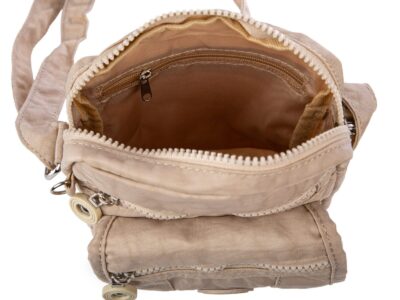 Jasnobeżowa turystyczna torebka na ramię lekka z kreszu Bag Street - obrazek 8