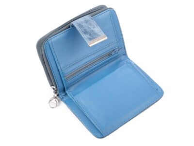 Średni błękitny portfel damski ze skóry ekologicznej Jennifer Jones - obrazek 4