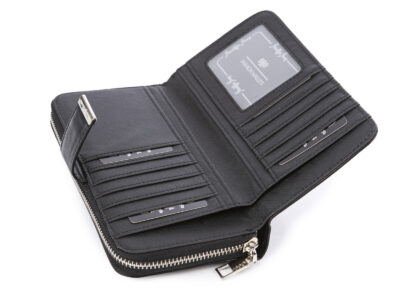 Duży czarny portfel damski poziomy ze skóry ekologicznej Jennifer Jones - obrazek 4