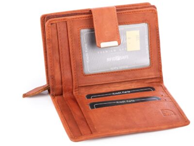 Portfel damski skórzany koniakowy brąz Money Maker - obrazek 3