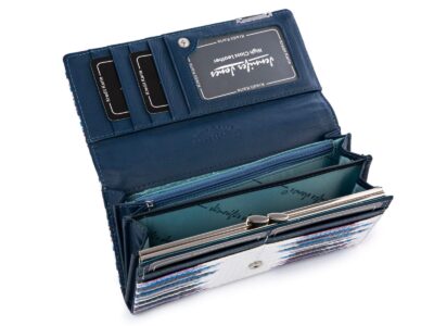 Portfel damski lakierowany z kieszenią zapinaną na bigiel wewnątrz RFID biały - obrazek 3