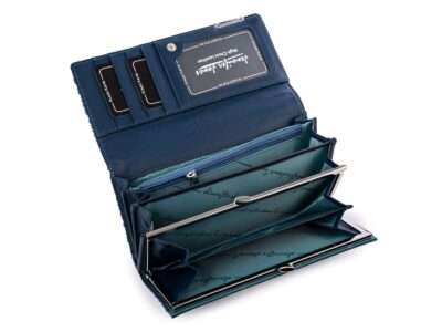 Portfel damski lakierowany z kieszenią zapinaną na bigiel wewnątrz RFID biały - obrazek 4