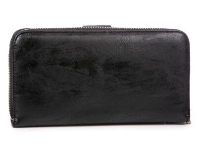 Duży czarny portfel damski poziomy ze skóry ekologicznej Jennifer Jones - obrazek 2