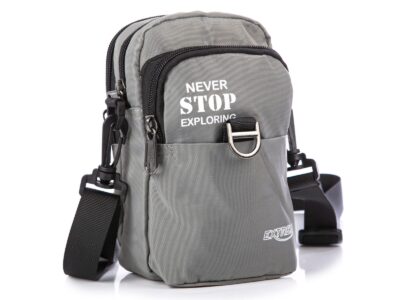 Szara saszetka męska na ramię mała materiałowa