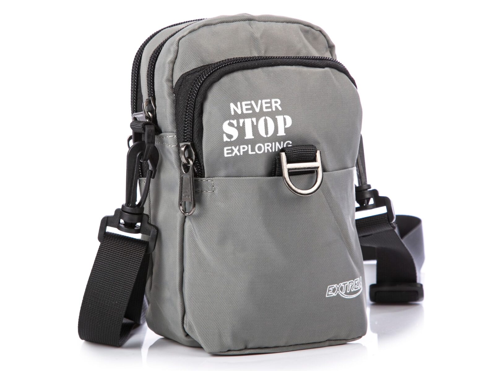 Szara saszetka męska na ramię mała materiałowa