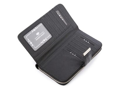 Duży czarny portfel damski poziomy ze skóry ekologicznej Jennifer Jones - obrazek 3