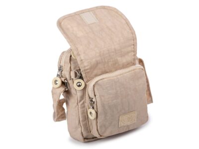 Jasnobeżowa turystyczna torebka na ramię lekka z kreszu Bag Street - obrazek 4