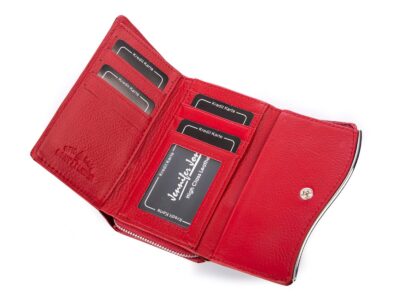 Elegancki wiśniowy portfel damski z kieszenią na monety zapinaną na zamek - obrazek 6